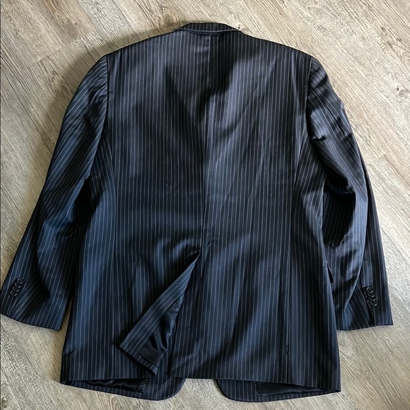 Tommy Hilfiger black and blue Pinstripe 100% Wool Blazer Two Button Lined 42L - Picture 2 of 9